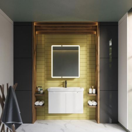 Тумба с раковиной подвесная Dreja Q Plus (D) 70 см, белый, артикул 99-1005-com