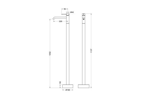 Смеситель для раковины напольный AQUATEK AQ1309CR ЕВРОПА, артикул AQ1309CR