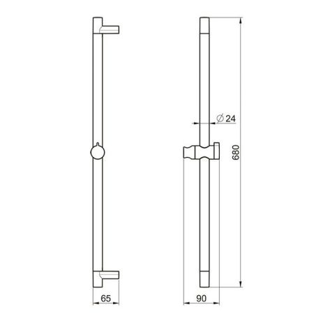 Almar Душевая штанга 680 мм, латунь/ABS, хром, артикул E087061.CR