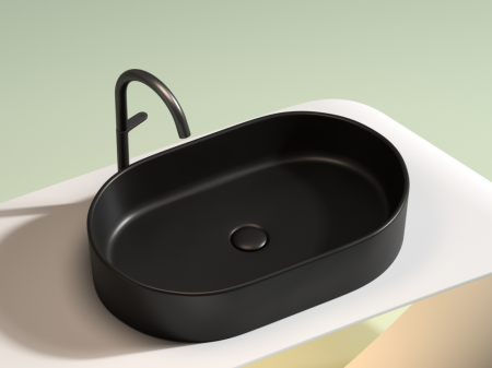 Умывальник чаша накладная овальная (цвет Черный Матовый) Элемент (Element) 608x385x122мм, артикул CN6048MB