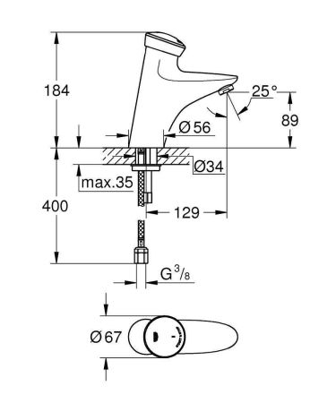 Вентиль для раковины GROHE Eurodisc SE, без функции смесителя, хром (36249000)