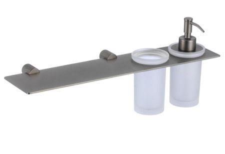 Дозатор для жидкого мыла и стакан с полочкой Savol S-002169Q, графит, артикул S-002169Q