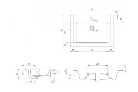 Раковина Kirovit Оскар 750, 75 см, артикул Оскар 750