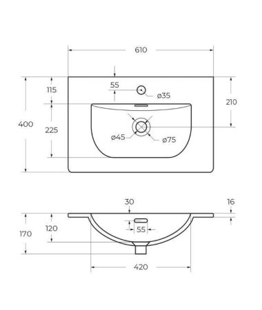 MARINO-CER-MINI База под раковину подвесная с двумя выкатными ящиками, Rovere Rustico, 596x390x500, MARINO-CER-MINI-600-2C-SO-RR-P, артикул MARINO-CER-MINI-600-2C-SO-RR-P