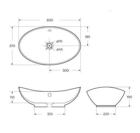 Раковина накладная BELBAGNO BB1087 600x370x190