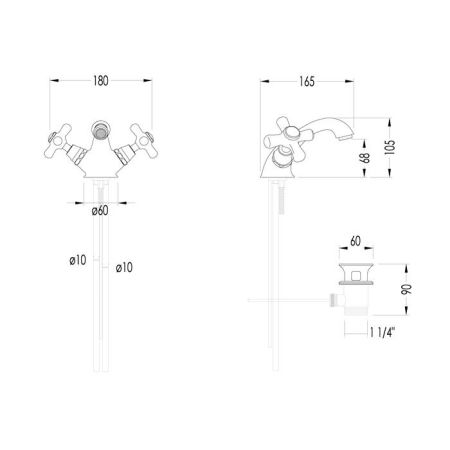 Devon City Смеситель для раковины, на 1 отв. с донным клапаном, цвет: светлое золото, артикул UTCI110