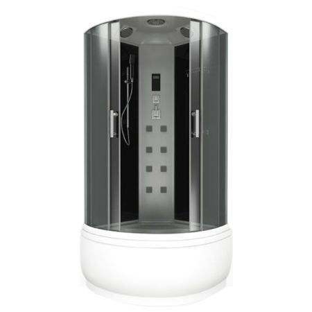 Душевая кабина Bas Арона 100х100 Eco стекло Графит задняя стенка Черная, артикул 