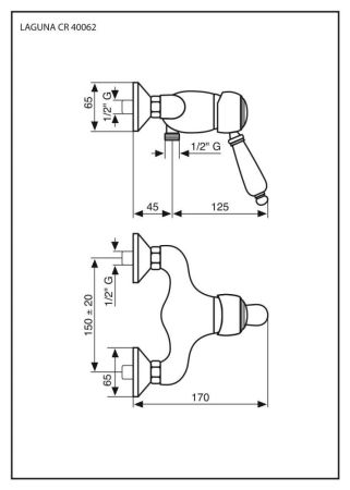 Emmevi Laguna, однорычажный смеситель для душа, без набора для душа, цвет бронза