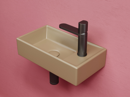 Умывальник подвесной прямоугольный (чаша слева, отверстие под смеситель справа) цвет капучино матовый Элемент (Element) 407x217x100, артикул CN6051LMC