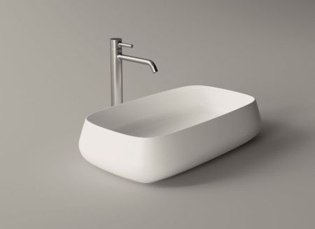 Alice Nur, накладная прямоугольная раковина с закругленными краями 60x35x14h см, цвет белый глянцевый, артикул 33250101