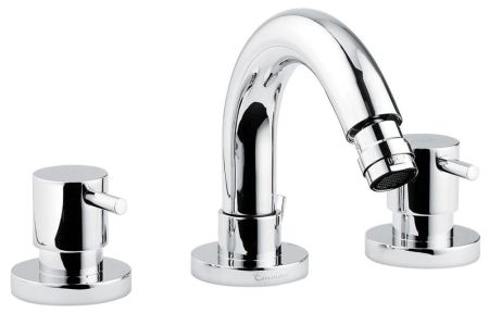 Emmevi Piper, двухрычажный смеситель для биде на 3 отверстия с донным клапаном, цвет хром, артикул 45034/CR
