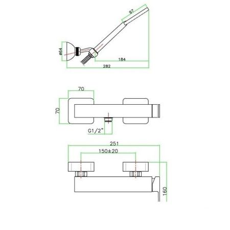 Смеситель для душа Fiore Kube 100CR8540, хром