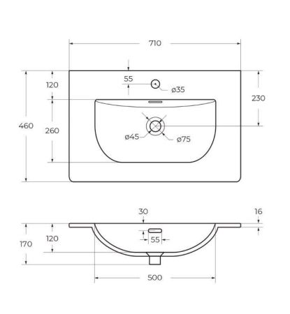 Керамическая раковина CZR-8070-60, 610x460x140, артикул CZR-8070-60