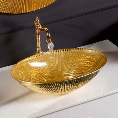 Раковина хрустальная золото овальная