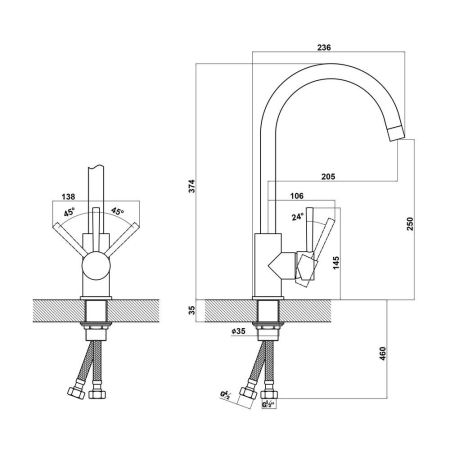 Смеситель для кухни Florentina АЛЬФА 313.01H.1123.501, нуар, артикул 313.01H.1123.501