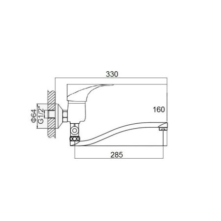 Смеситель для ванны D-Lin D140401-8, хром
