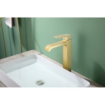 Смеситель для раковины высокий Raglo R02.15.03, золотой сатин