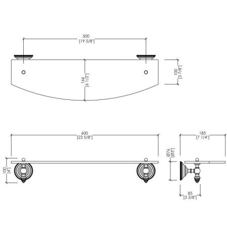 Devon  Diamond Полка стеклянная 600 мм, цвет держателей  светлое золото, артикул WHD510OT