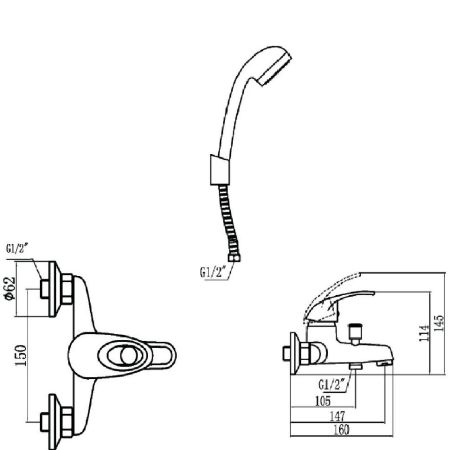 Смеситель для ванны Fmark FM3203, хром