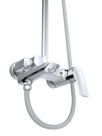 DUE Душевая стойка со смесителем и изливом, оружейная сталь DUE-VSCM-GM, артикул DUE-VSCM-GM