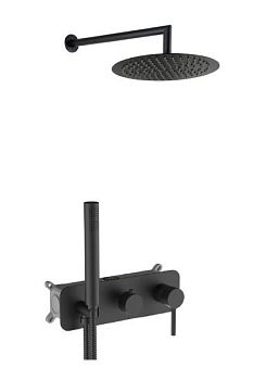 AQG Stick, душевой комплект ER245 на 2-3 потребителя, с настенным кронштейном, цвет черный матовый