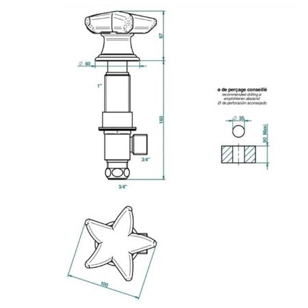 THG OCEANIA Вентиль смесителя для ванны, цвет хром, артикул A2C-A02-36