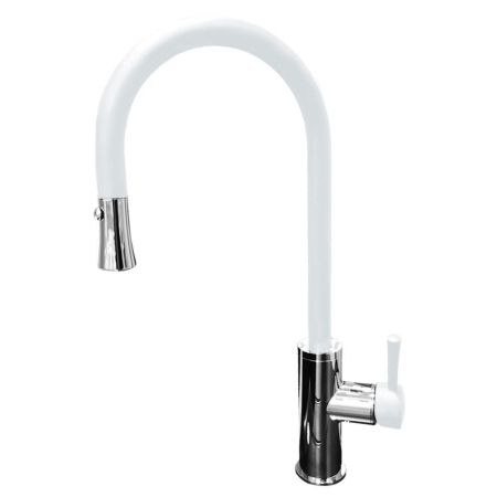 Смеситель для кухни с выдвижным изливом GranFest 7652, иней