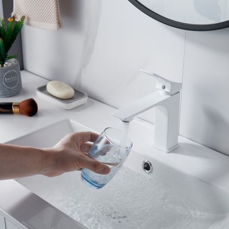 Смеситель для раковины Shevanik S6101C, белый