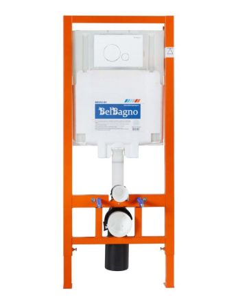 Комплект инсталляции BELBAGNO BB002-80 с унитазом DUE и клавишей смыва, артикул BB3103CHR/SC/BB002-80/BB018-GV-BIANCO