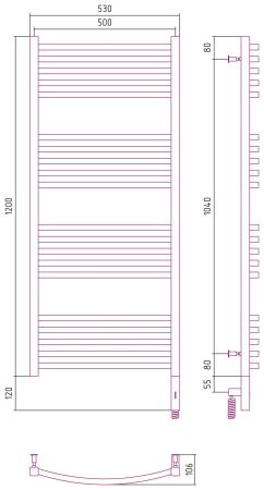 Полотенцесушитель электрический АРКУС 3.0 1200х500 МЭМ правый (Тёмный титан муар)
