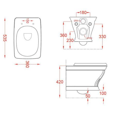 Artceram CIVITAS Унитаз подвесной 36x54 cм, цвет: черный