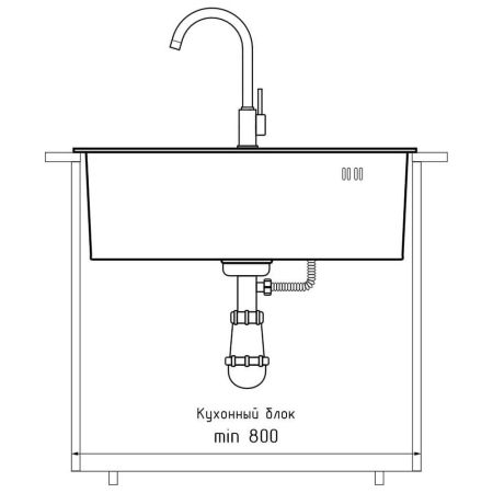 Кухонная мойка GranFest 6045, графит, артикул 6045 PVD графит