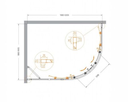 MOLVENO-RH-2-130/100-C-BORO-IV Душевой уголок, артикул MOLVENO-RH-2-130/100-C-BORO-IV