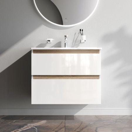 M85AFHX0802WG X-Joy, База под раковину, подвесная, 80 см, 2 ящика, белый глянец, артикул M85AFHX0802WG