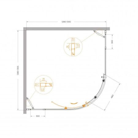 MOLVENO-R-11-90+20-C-BORO-IV Душевой уголок, артикул MOLVENO-R-11-90+20-C-BORO-IV