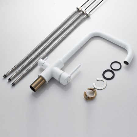 Смеситель для кухни с подключением фильтра Shevanik S228C, белый, артикул S228C