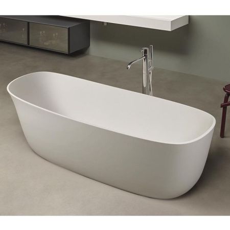 ANTONIO LUPI DAFNE Ванна отдельностоящая 1700х716х560 мм., с донным клапаном (белый матовый), сифоном и гибким шлангом, Cristalplant, цвет белый