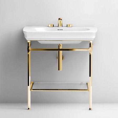 Artceram CIVITAS Структура металлическая Quadra  для раковины 68 см, полка стекло, цвет золото