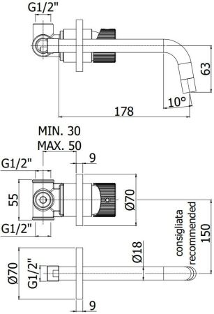 Смеситель для раковины Paffoni Jo JO006NO70 (с внутренней частью), артикул JO006NO70