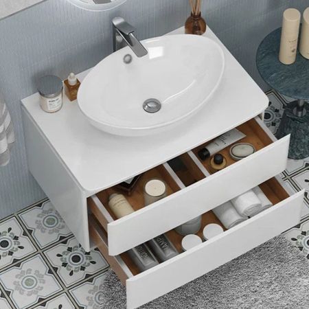 Тумба с раковиной подвесная Velvex Luna tp.LUN.80.2Y, 80 см, артикул tp-LUN-80-2Y-com