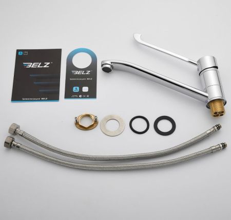 Смеситель для кухни с хирургической ручкой BELZ B70019, хром