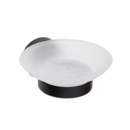 Мыльница X-ROUND BLACK стеклянная с подставкой, настенная, черный, Sapho