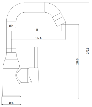 Смеситель для кухни, низкий излив, артикул: K17