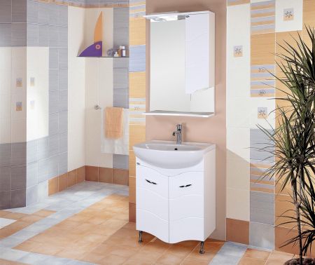 Шкаф-зеркало Onika Лайн 58 белый, правый, с подсветкой