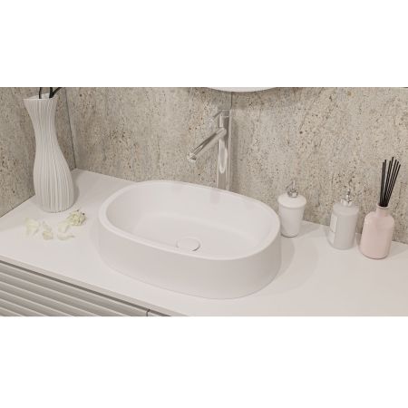 Умывальник WHITECROSS Obsidian A 50x35 (белый мат) иск. камень, артикул 0733.050035.200