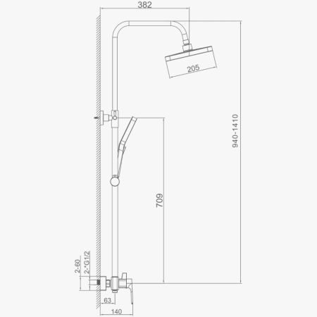 Душевая система HAIBA хром (HB24537), артикул HB24537