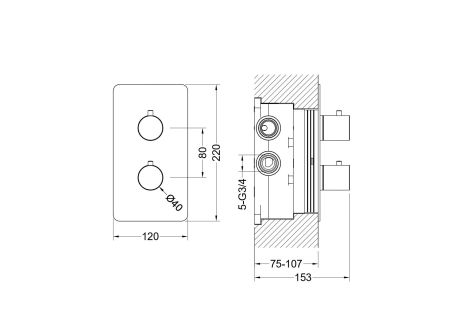 Термостатический смеситель для ванны 3 режима (внешняя и скрытая часть) AQUATEK, матовый черный AQ1393MB ЕВРОПА, артикул AQ1393MB