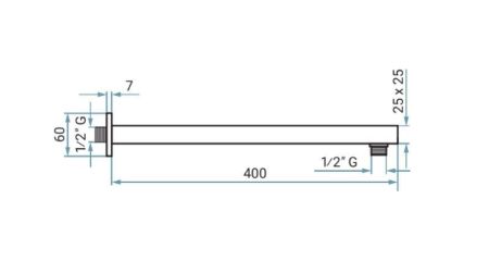 Emmevi, настенный квадратный кронштейн 40 см, для верхнего душа, подключение 1/2", цвет брашированный никель, артикул C00728/NS
