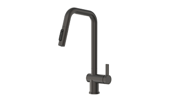 Смеситель кухонный GRANULA с выдвижным изливом с переключением на душ и фильтром, сталь (7273, ГРАФИТ МАТОВЫЙ)