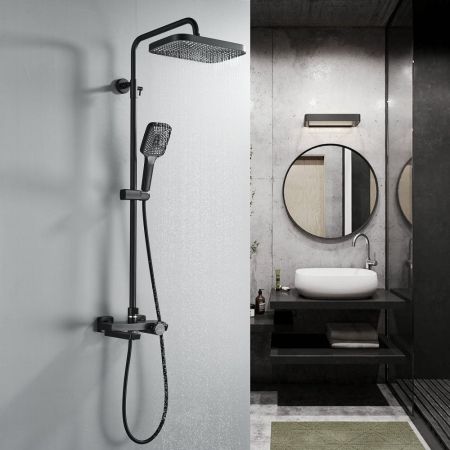 Душевая система с термостатом Rose R1896H, черный